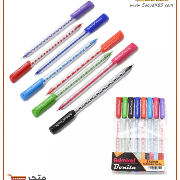 ⁦طقم 8 أقلام حبر جاف Admiral Bonita⁩ - الصورة ⁦2⁩