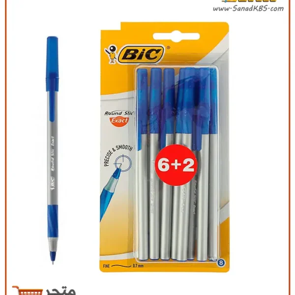 علبة 8 أقلام حبر أزرق جاف BIC Round Stic