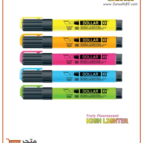 ⁦قلم تحديد فسفوري - 5 مل DOLLAR HighLighter⁩ - الصورة ⁦2⁩