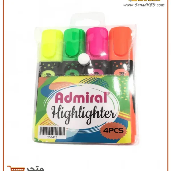 طقم 4 أقلام تحديد فسفوري Admiral